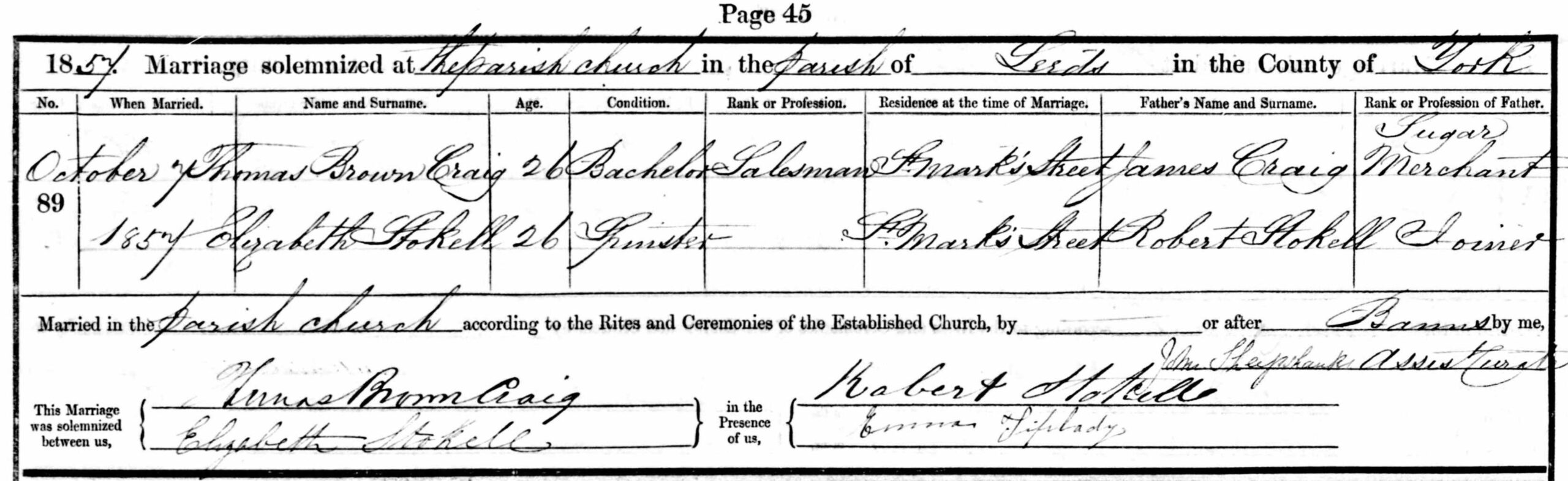 Marriage certificate